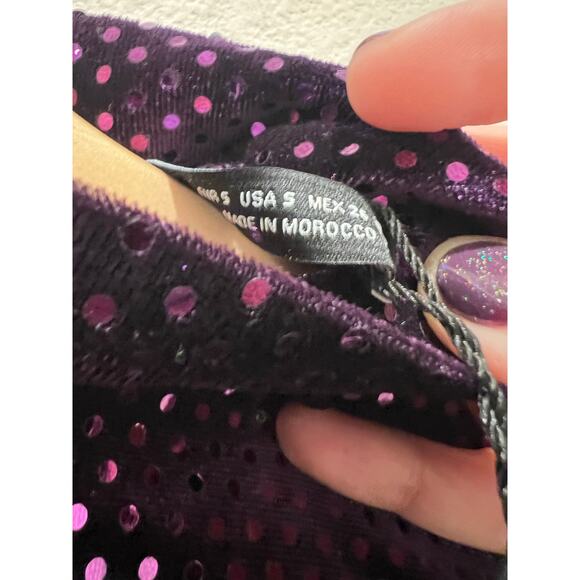 Zara Bloggers Favorite Festive Days Purple Velvet Sequin Open Back Dress NWT - Picture 14 of 15